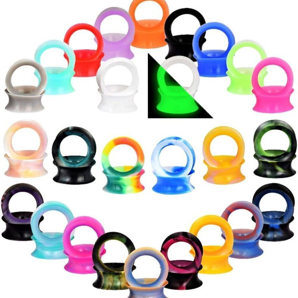 Silicone Ear Gauges Set 26 Pairs Mix Sizes for Piercing Expanding Plugs